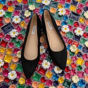 LK BENNETT Jacqueline Black Suede Pointed Flats Size 39 / 9 NEW NWOB